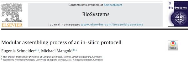 Modular assembling process of an in-silico protocell